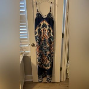 Navy multi color maxi dress